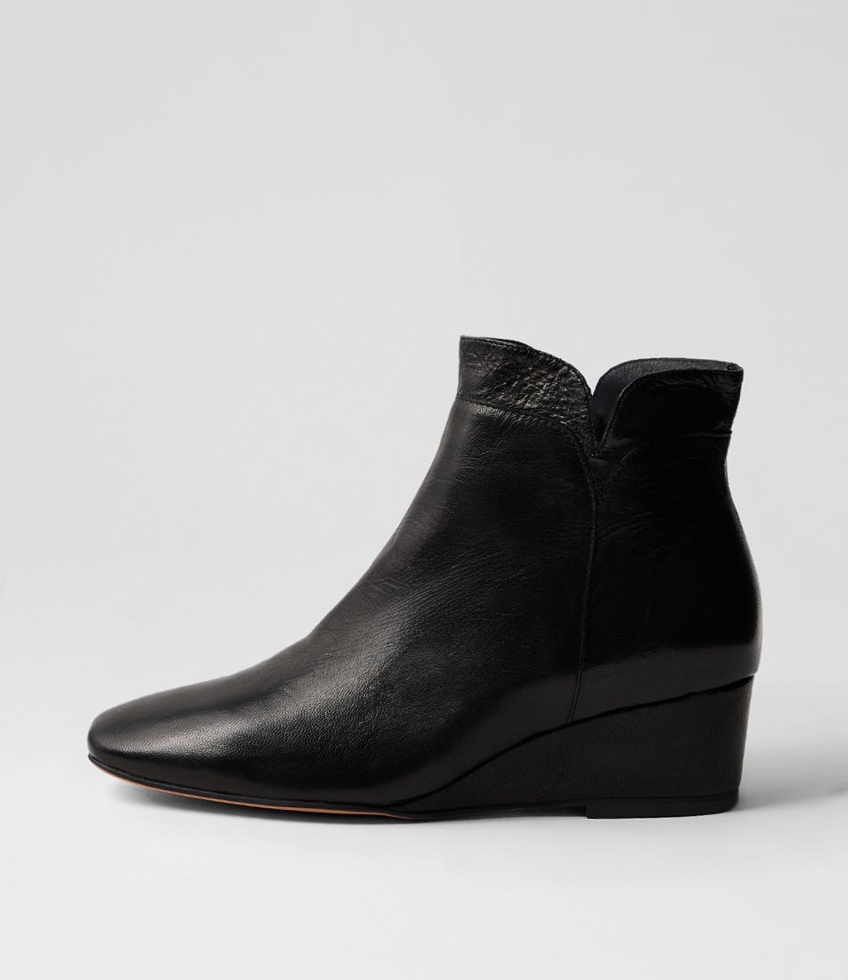 Grande Black Luxe Leather Ankle Boots