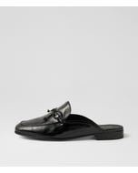 Irrino Black Crinkle Patent Flat Shoes