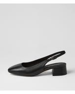 Mamia Black Leather Heels