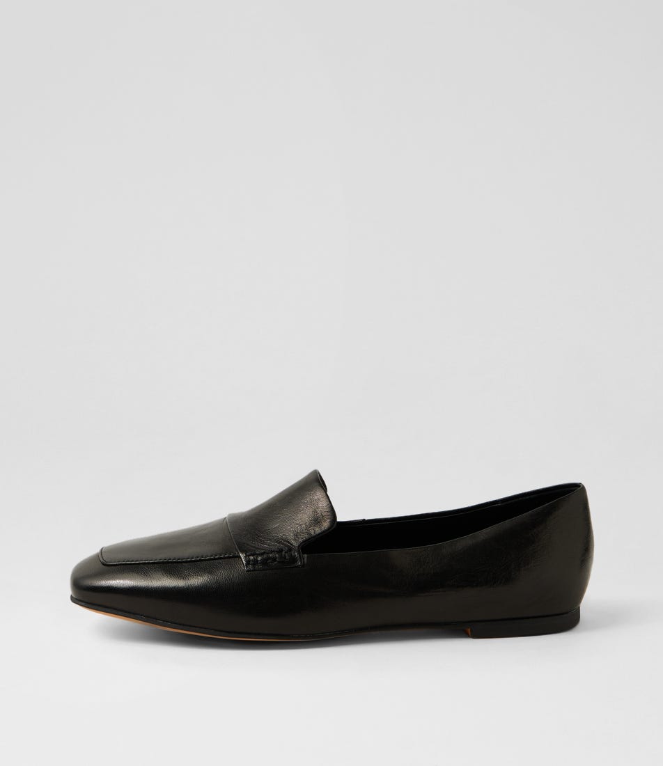 Nepeta Black Luxe Leather Flat Shoes
