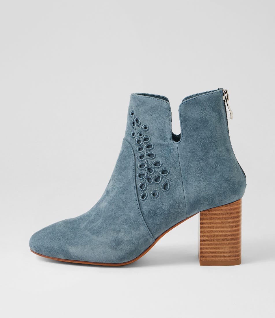 Spesh Steel Blue Natural Suede Ankle Boots