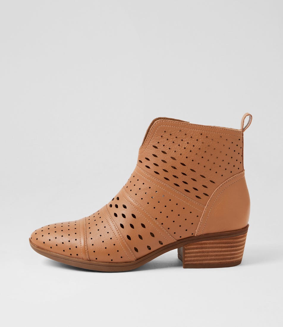 Zally Dark Tan Leather Ankle Boots