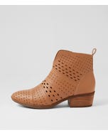 Zally Dark Tan Leather Ankle Boots