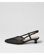 Jikkas Black Mesh Leather Heels
