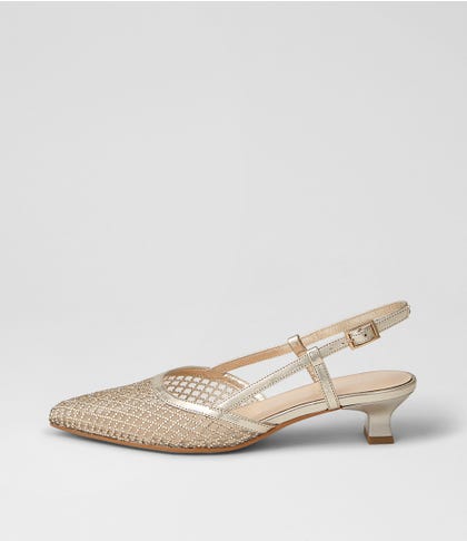 Jikkas Gold Mesh Leather Heels