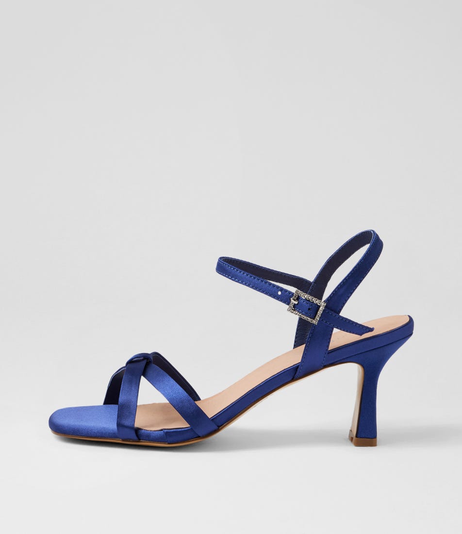 Triste Navy Satin Sandals