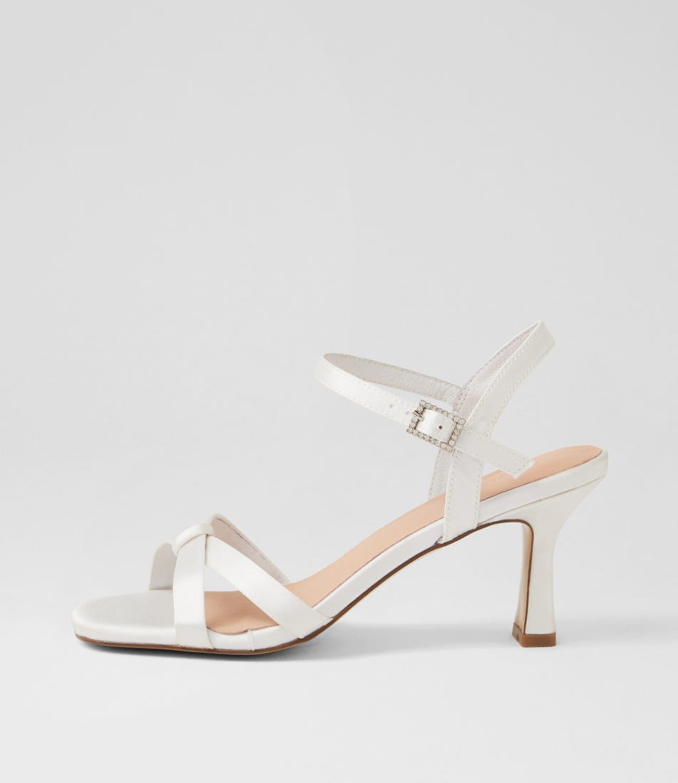 Triste White Satin Sandals