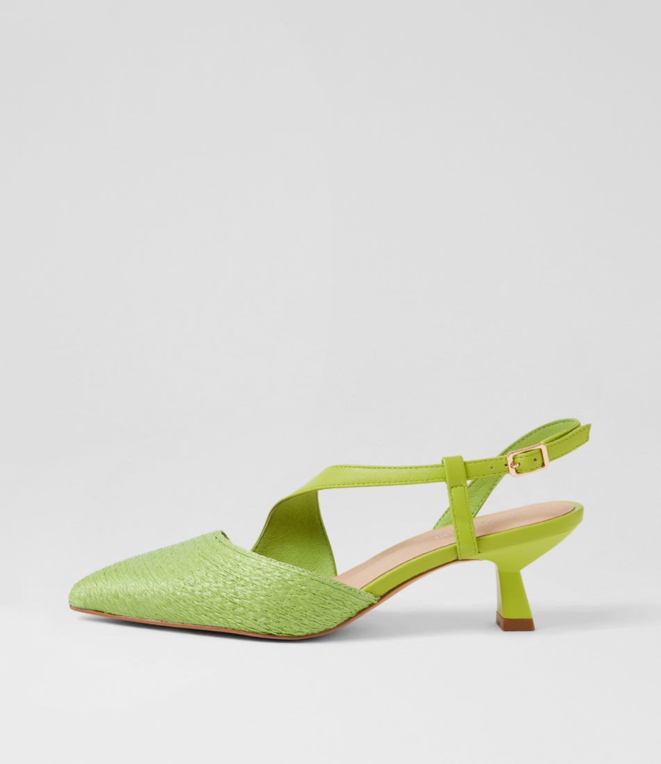 Cavay Lime Woven Leather Heels