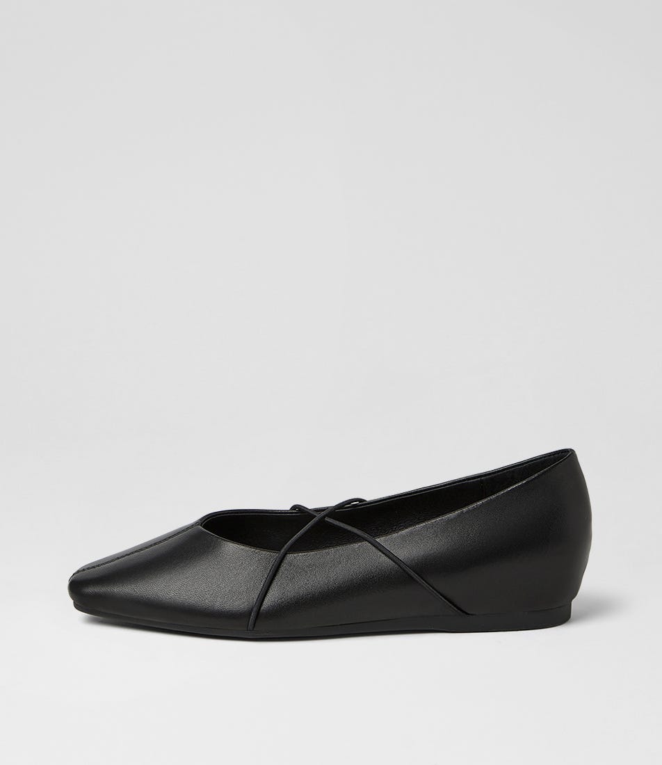 Kella Black Leather Ballet Flats