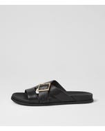 Nespie Black Leather Sandals
