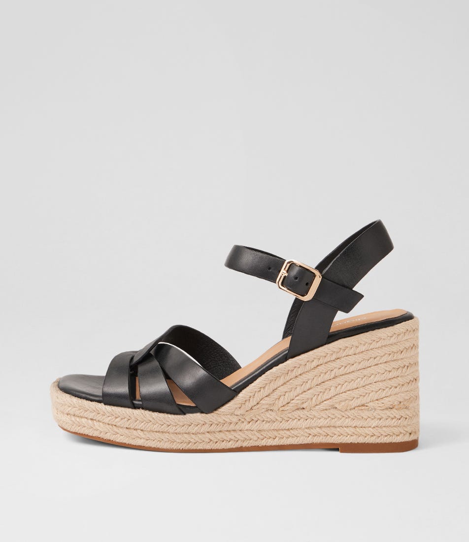 Urma Black Natural Rope Leather Sandals
