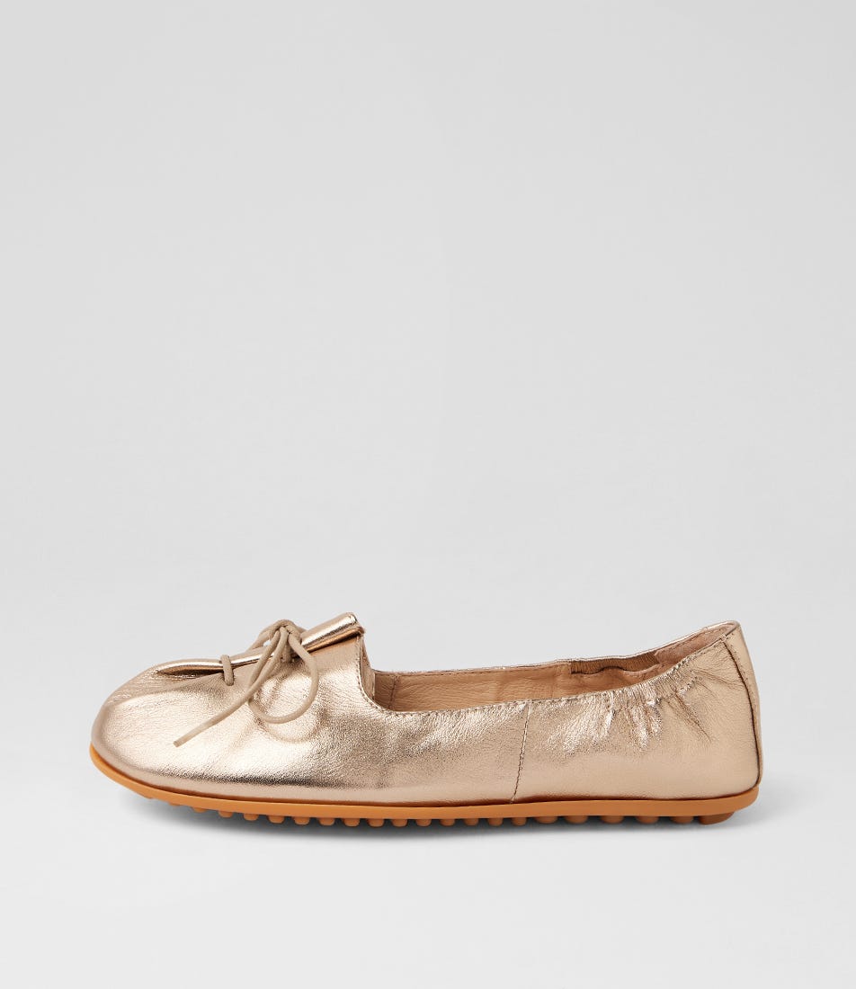 Ballad Champagne Leather Flat Shoes
