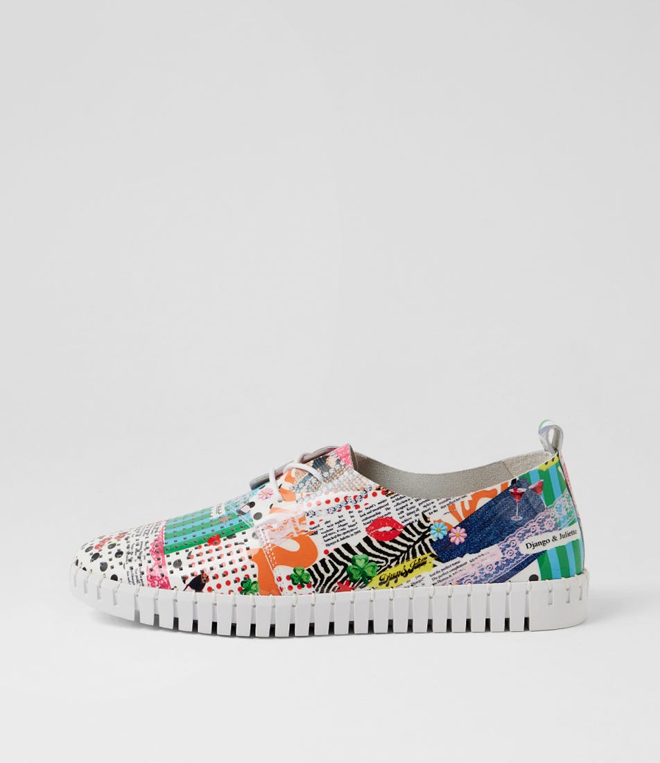 Huston Collage 2 White Patent Leather Sneakers