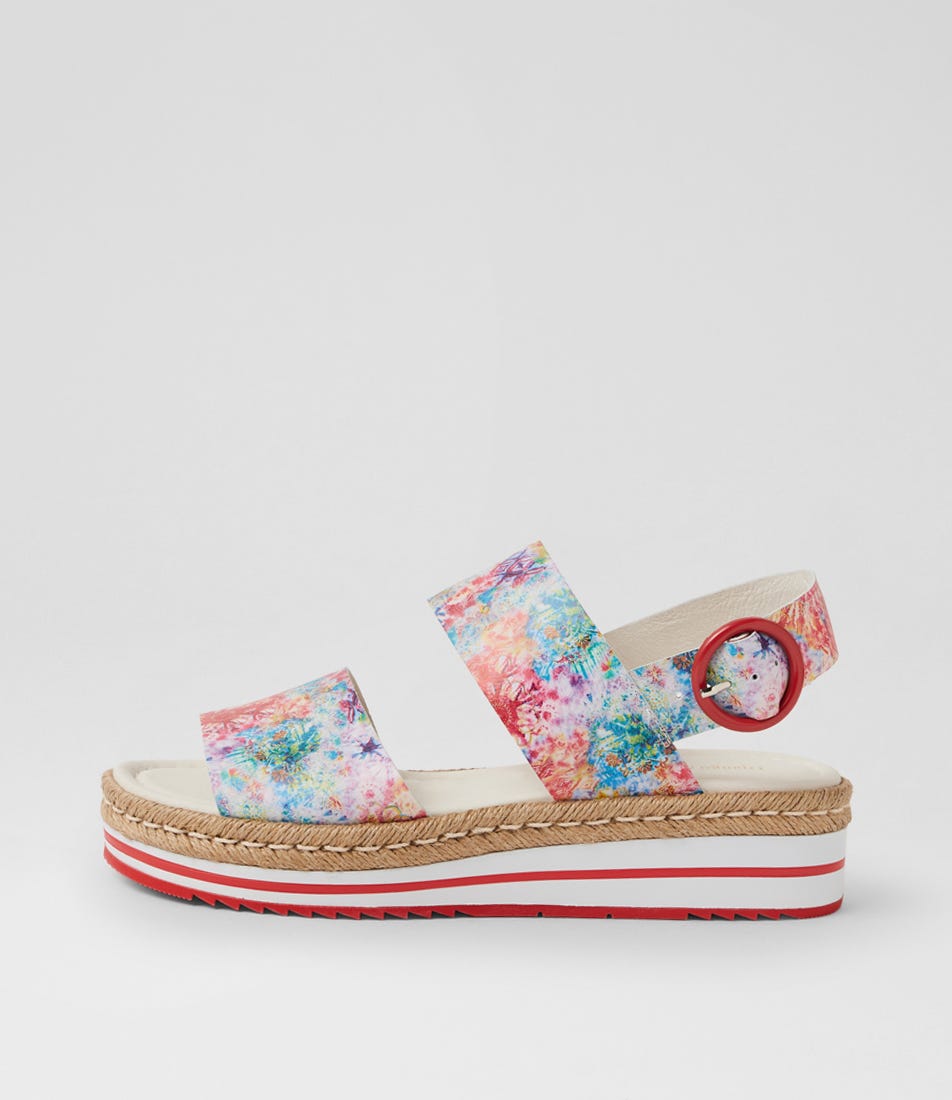 Atha Red Multi Leather Sandals