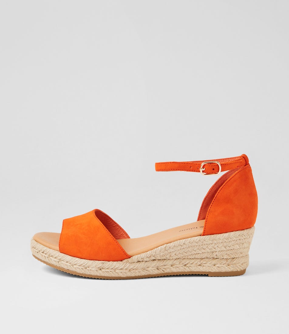 Skip Orange Natural Rope Suede Sandals
