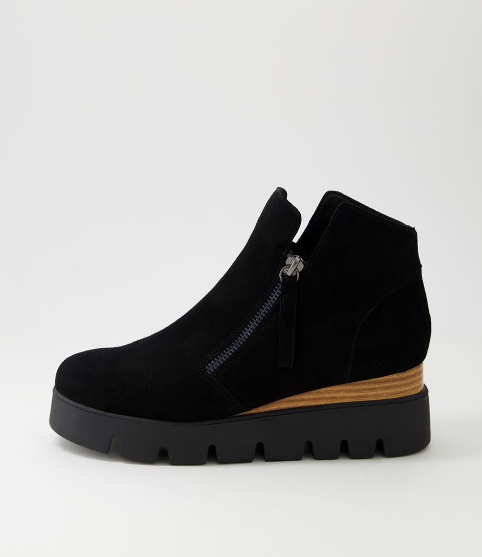 Radio Black Natural Suede Ankle Boots by Django & Juliette