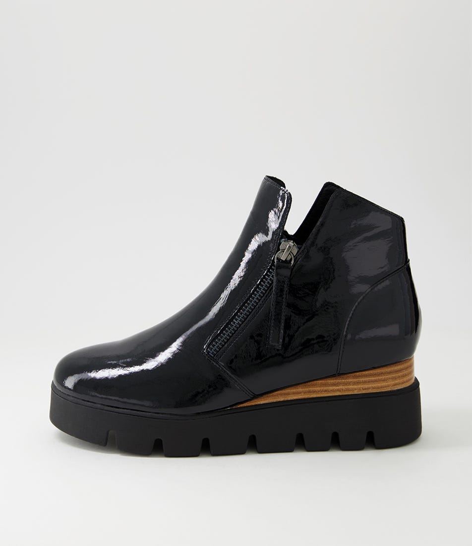 Radio Black Natural Patent Sole Ankle Boots by Django & Juliette