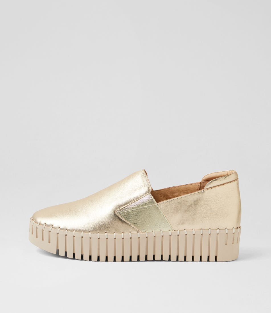 Becca Pale Gold Almond Leather Loafers