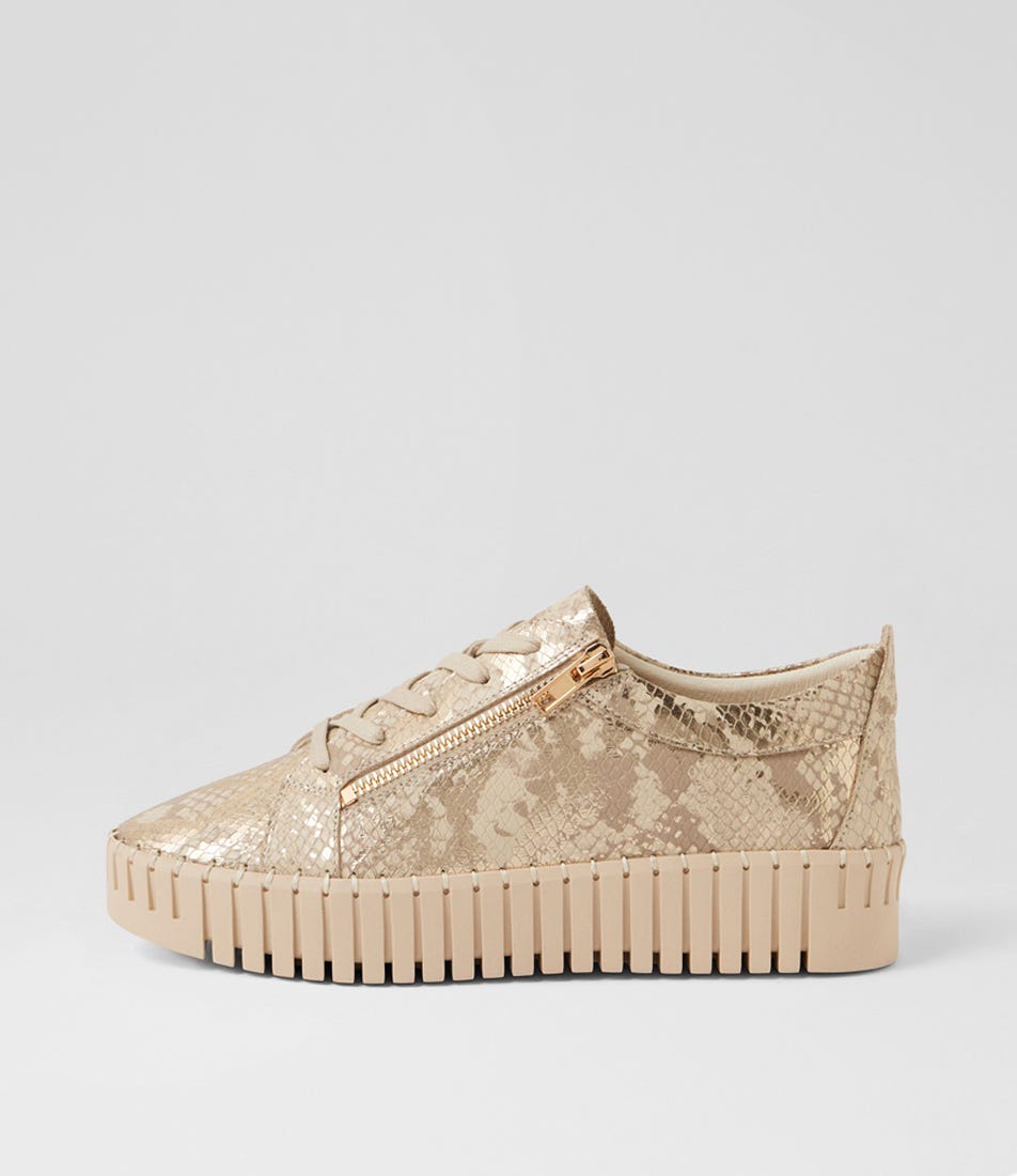 Bump Ivory Gold Snake Leather Sneakers