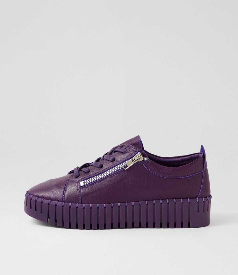Bump Purple Leather Sneakers
