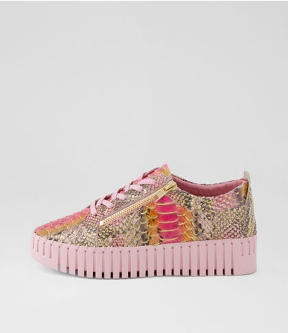 Bump Pink Metallic Snake Leather Sneakers