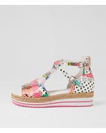 Alexys Collage 2 Print Patent Leather Sandals
