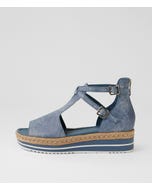 Alexys Blue Washed Denim Leather Sandals