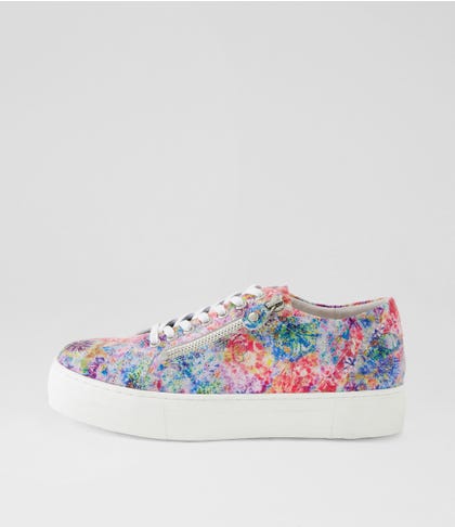 Froggy Red Multi White Leather Sneakers