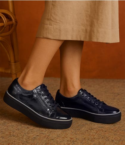 Froggy Navy Patent Leather Sneakers