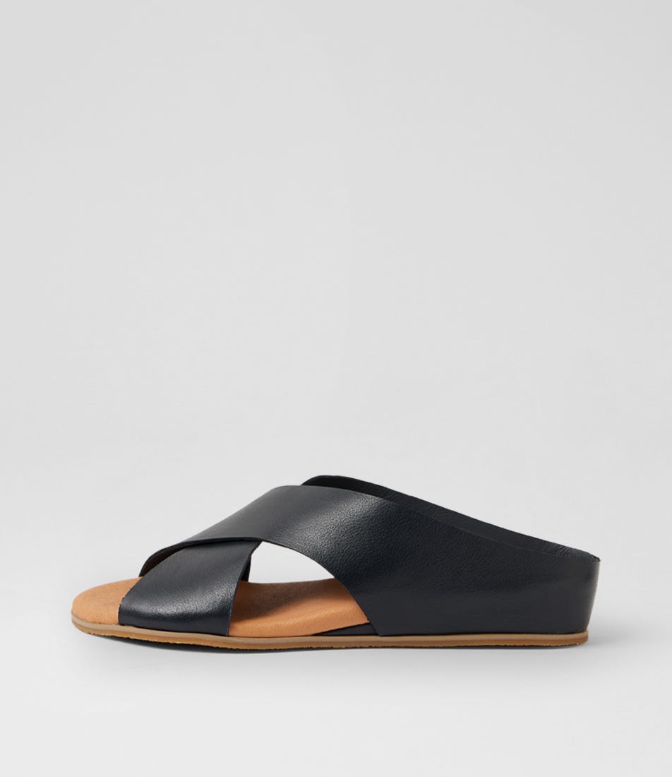 Harli Navy Leather Slides Navy Leather Slides