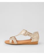 Hayzel Ivory Gold Snake Leather Sandals