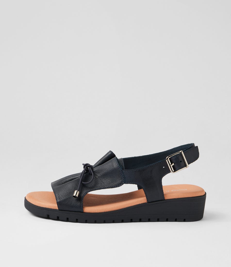 Malika Navy Leather Sandals