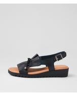 Malika Navy Leather Sandals
