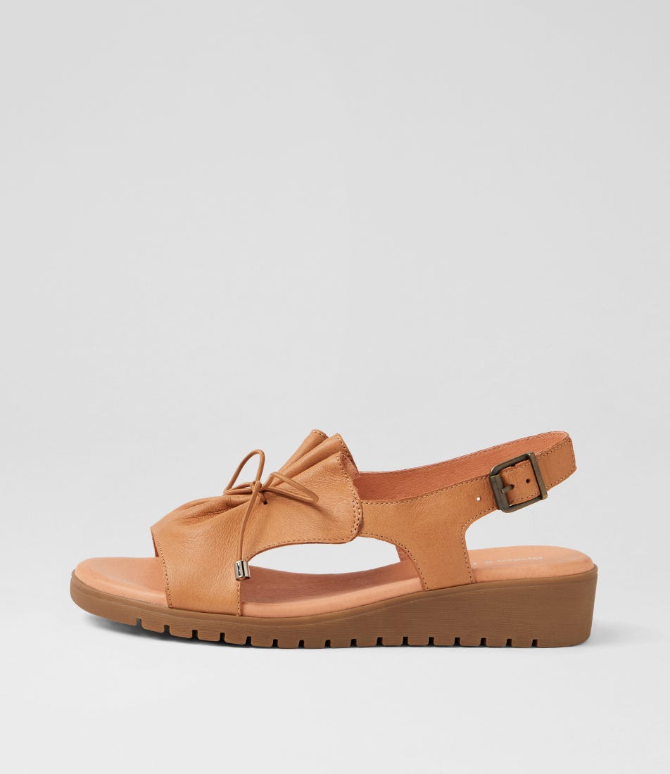Malika Dark Tan Light Choc Leather Sandals