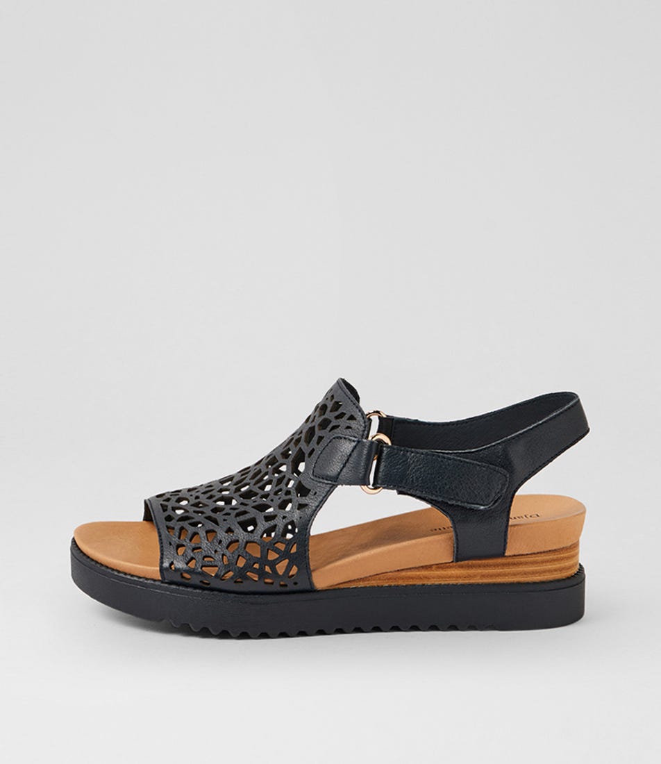 Ansh Navy Leather Sandals