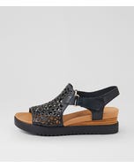 Ansh Navy Leather Sandals