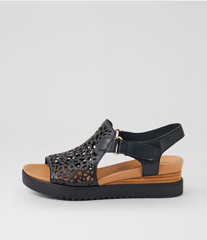 Ansh Navy Leather Sandals