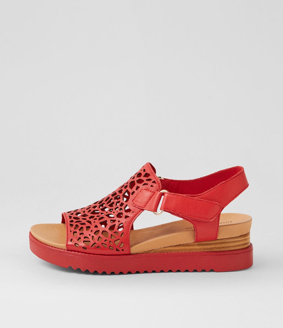 Ansh Red Leather Sandals