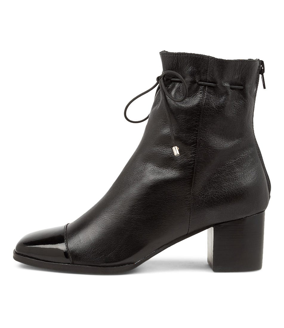 Valina Black Patent Leather Ankle Boots by Django & Juliette