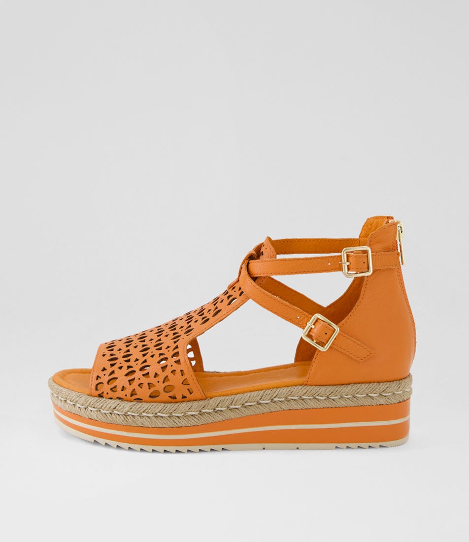 Accra Orange Leather Sandals