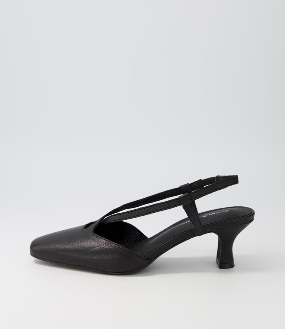 Cadman Black Leather Heels
