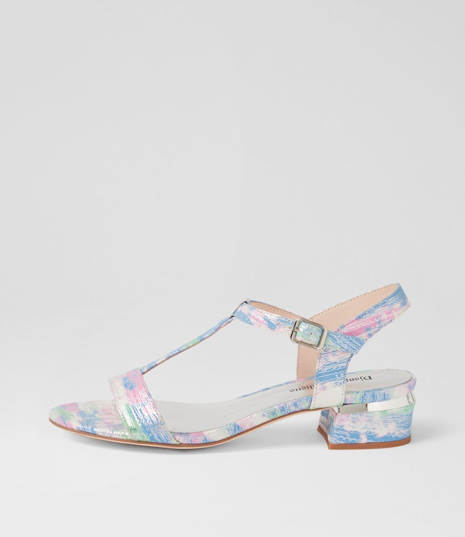Taner Blue Pink Multi Leather Sandals