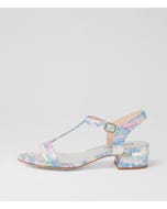 Taner Blue Pink Multi Leather Sandals