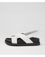 Ubari White Black Leather Sandals