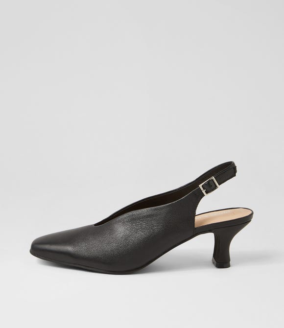 Congon Black Leather Heels