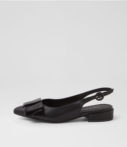 Evenning Black Leather Flat Shoes