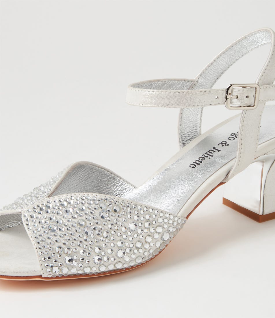 Juba Silver Shimmer Jewels Leather Sandals by Django