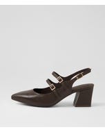 Maisha Choc Leather Heels