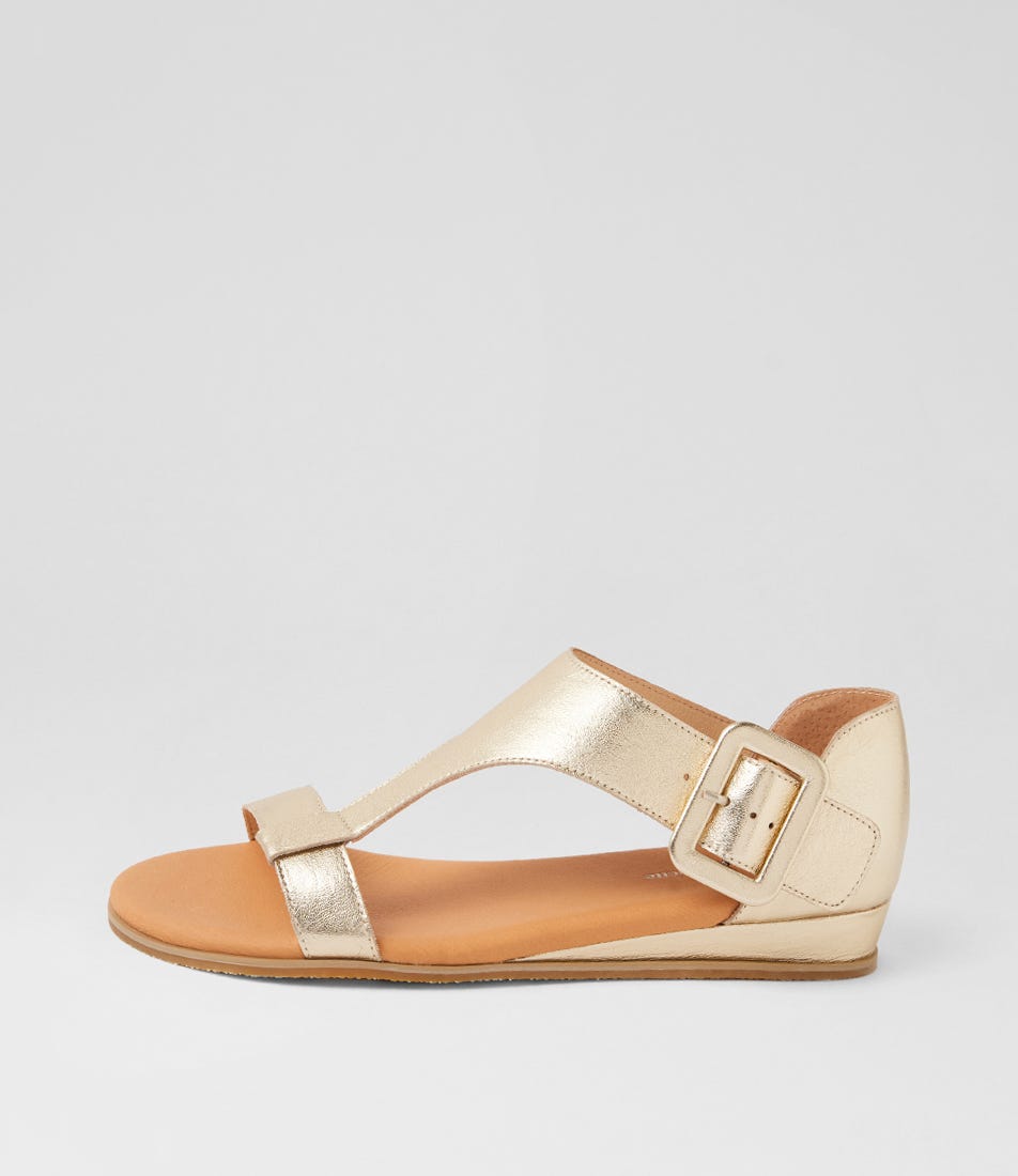 Huntlee Pale Gold Leather Sandals