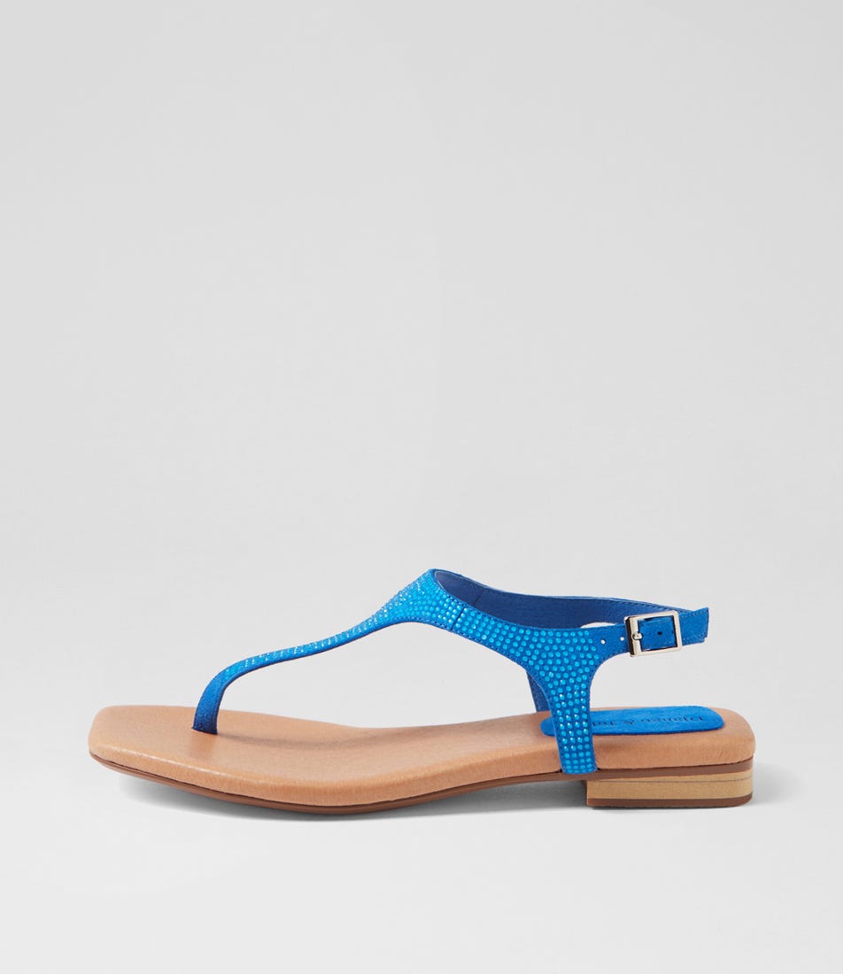 Paos Blue Suede Sandals